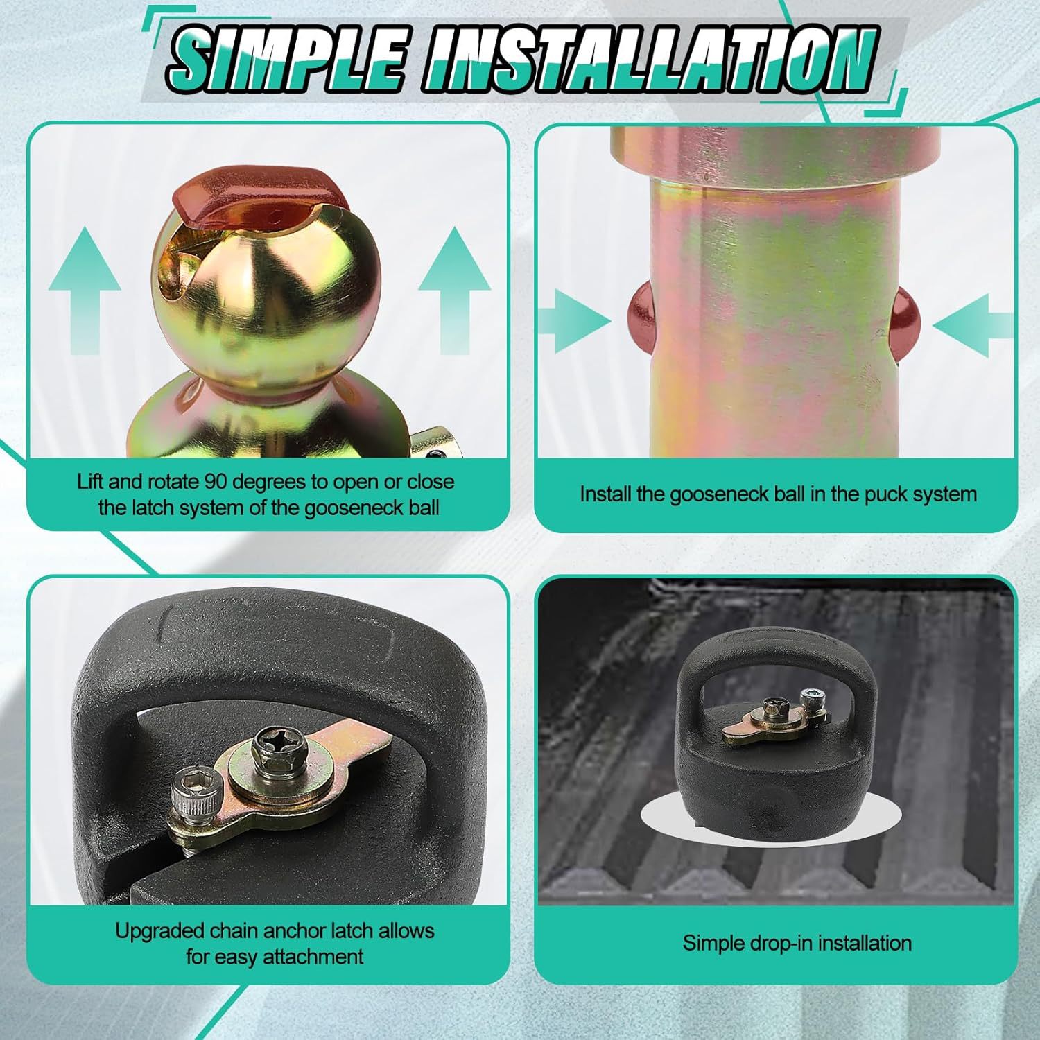 The GNXA2062 disc system gooseneck hook kit is suitable for Dodge Ram trucks with anchor chain kits details Picture