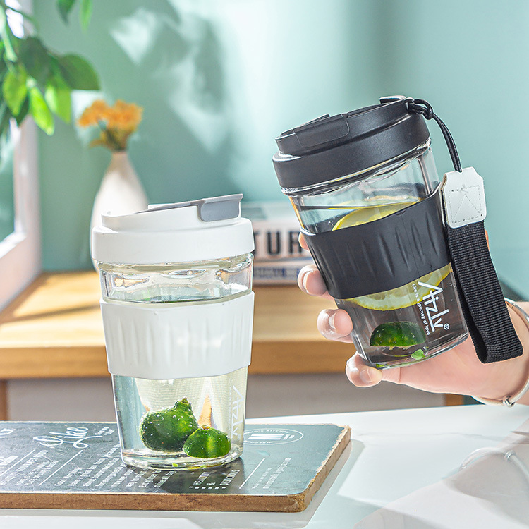 New portable glass cup: Men's high appearance level portable coffee cup, travel cup, women's summer drinking cup at hand full figure
