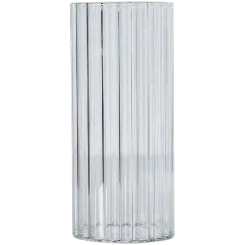 Transparent striped glass vase, Nordic light luxury style decorative item, home plant hydroponic cup, creative living room vase arrangement Item Picture