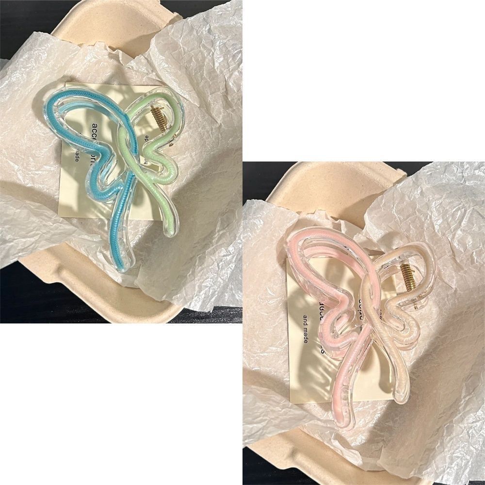 New Spring/Summer 2025 oil-dripping gradient fresh bow shark clip, back clip, girlish heart hair accessory clip Item Picture