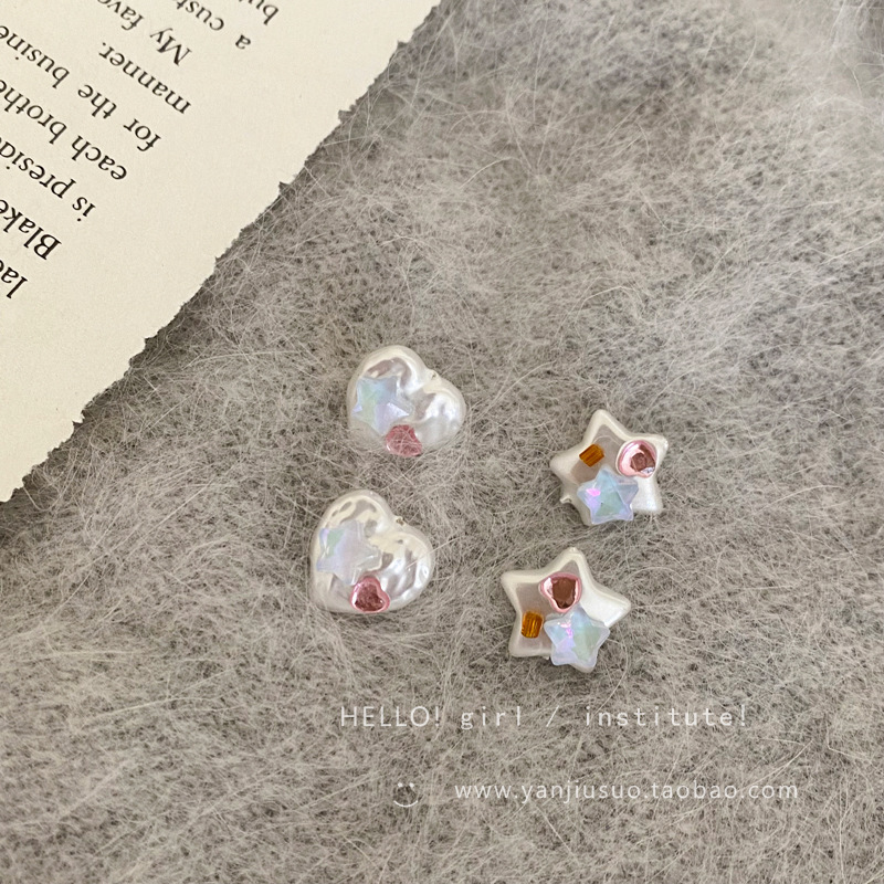 Colorful zircon heart-shaped star earrings for women, sweet dopamine earrings for summer 2024, a best-selling and stylish earpiece that has become a social media sensation details Picture
