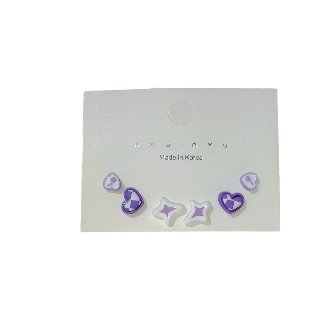 The enchanting purple three-piece set of stud earrings is a versatile and gentle, sweet, and niche design set of earrings and earrings Item Picture