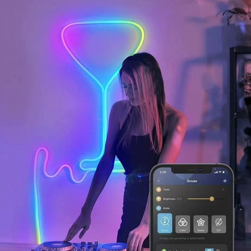 Xiaoai intelligent control chasing light ambient light strips, color-changing LED electric sports mirrors, background light strips, rgb lights, electric sports rooms Specification drawing