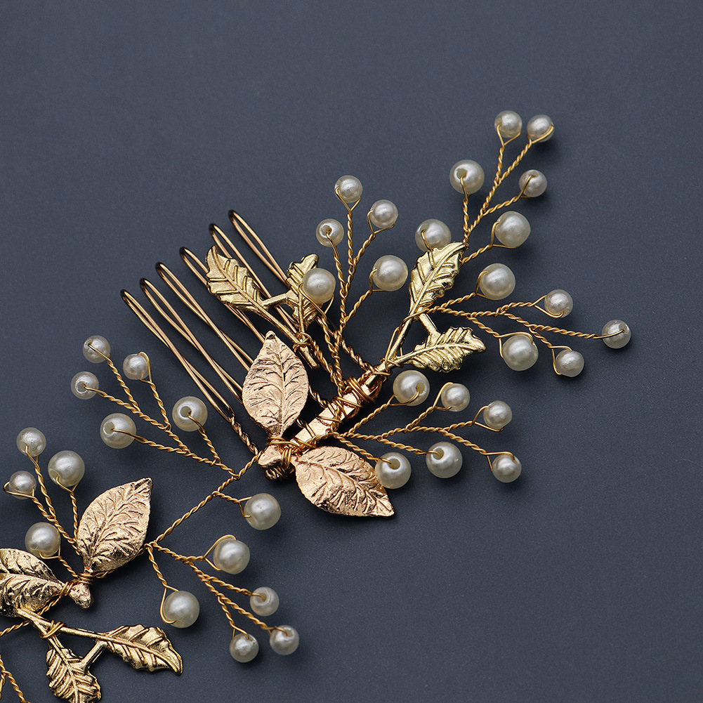 Korean-style wedding accessories, beautiful pearl hand-combed wedding photography hair accessories, bride's makeup follow-up plate, hair pin and combing accessories Specification drawing