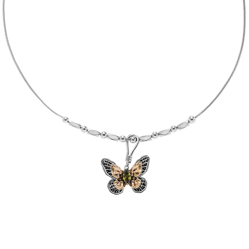 Ancient golden butterfly necklace for women, 2024 new style, light luxury, retro and high-end collarbone chain, European and American Instagram niche accessory Item Picture