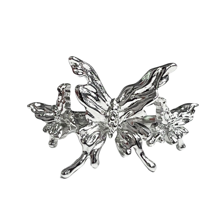 Irregular-textured plain ring butterfly opening ring for women, unique personality, niche design sense, simple and fashionable index finger ring Item Picture