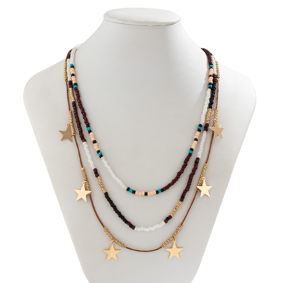 European and American cross-border vacation style women 's beaded necklace retro versatile accessory women' s metal tassel butterfly necklace Item Picture