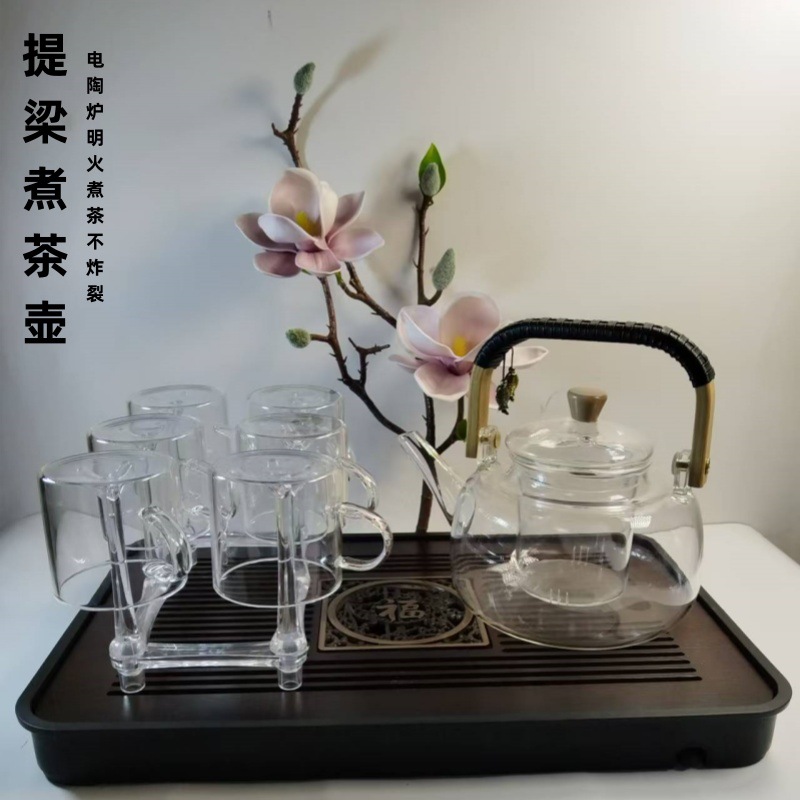 Glass teapot, electric ceramic stove, health pot, kettle, high-temperature heat-resistant handle pot, household teapot, special tea sets details Picture
