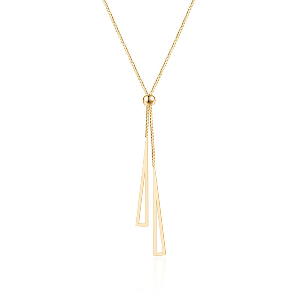 A pull-out geometric tassel titanium steel necklace with a light luxury and niche design sense, a new trendy accessory for 2025 Item Picture