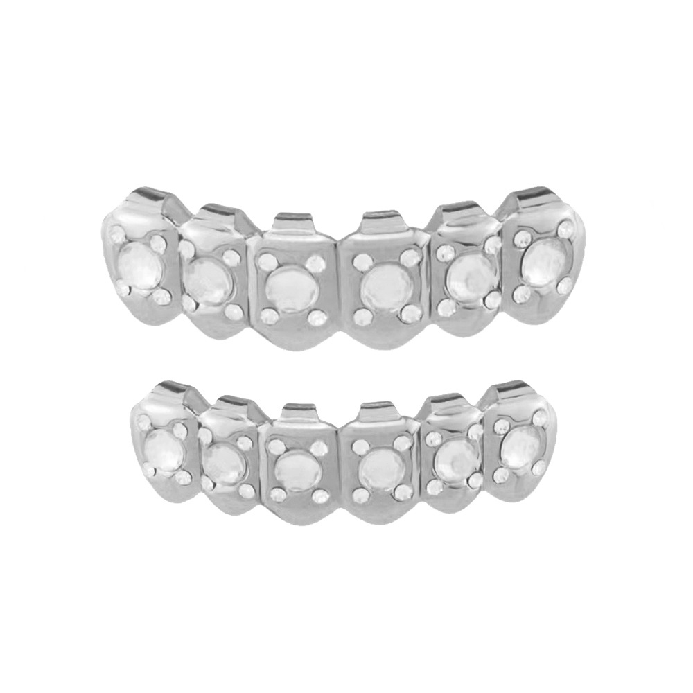 Ins-style cross-border single hollowed-out braces, Halloween hip-hop costume braces, 18K gold-plated vampire sharp braces Item Picture