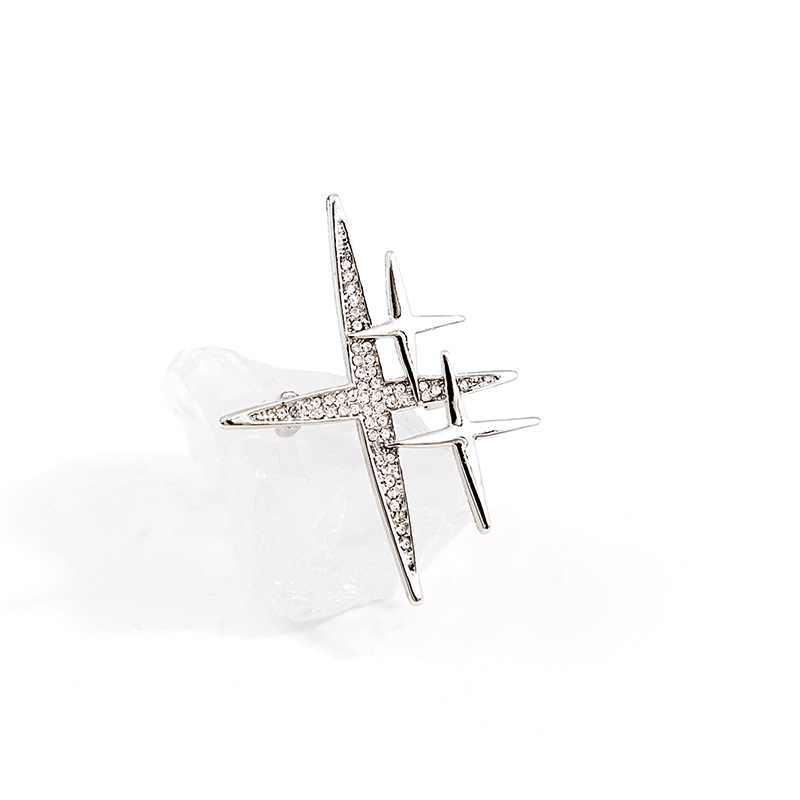 European and American retro metal style diamond-encrusted starfish brooch, suit cardigan, coat, niche pin, simple and elegant accessory details Picture