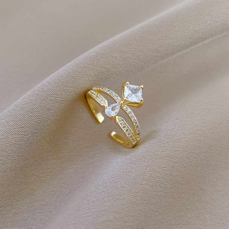 【 Real Gold 】 Crown teardrop wedding ring with adjustable opening, simple jewelry, Japanese-style ring couple rings details Picture