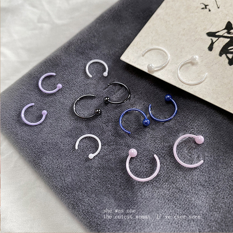 Non-metallic ceramic earrings, colored bio-ceramic ear rings, ear piercings, invisible ear hooks, men's and women's styles, no need to remove ear bones when sleeping Specification drawing