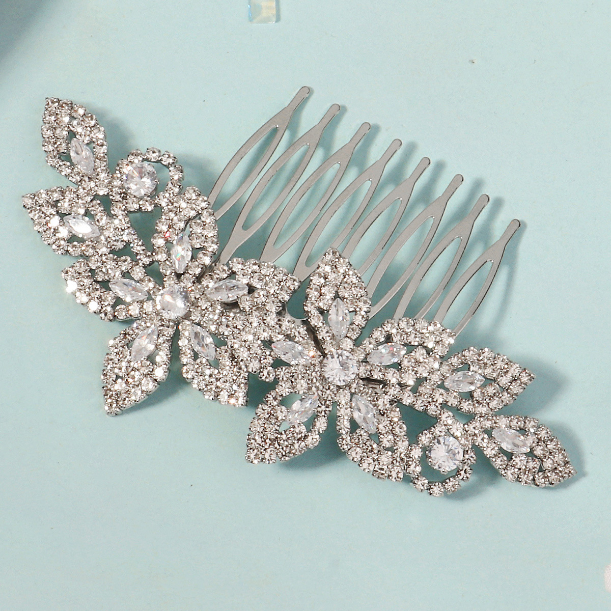 New European and American jewelry, zircon hair comb, wedding banquet, birthday party hair accessory, water diamond claw chain, zircon insert comb for women Specification drawing