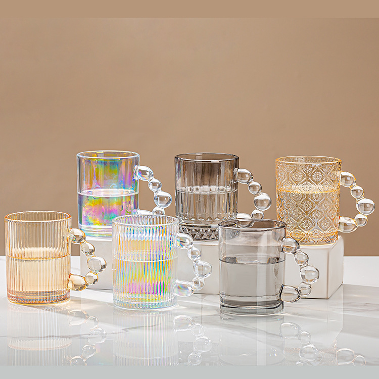 New glass cup, green tea cup, tea-making cup with handle, heat-resistant office drinking water, anti-scald handle cup Application Scenario