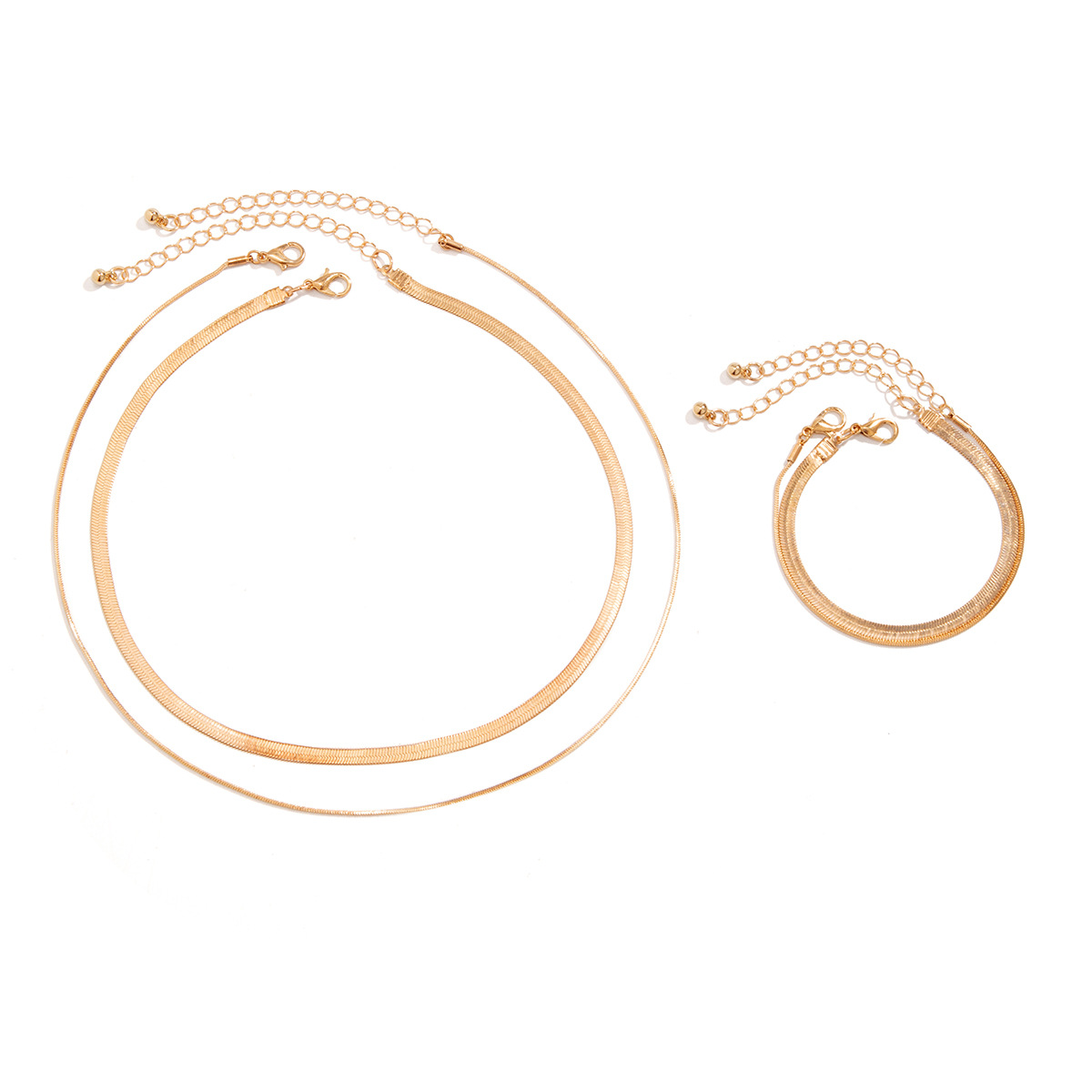 European and American style double snake bone jewelry necklace, women 's versatile thin chain sweater chain hip-hop set necklace jewelry Item Picture