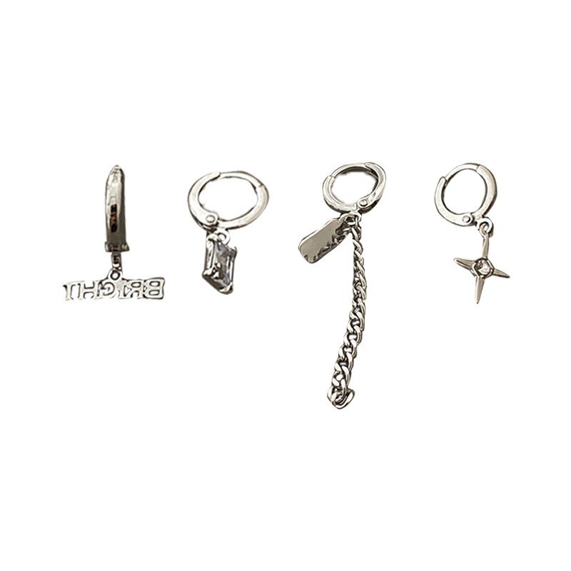 Cold style chain tassel earrings set, 2025 new trendy girls' niche design earrings, versatile earrings Item Picture