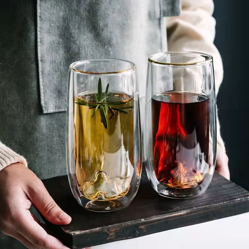 Tea ceremony cup, transparent double-layer heat-insulating glass cup, flower brewing cup, green tea cup, special drinking cup for men and women, office and household use details Picture