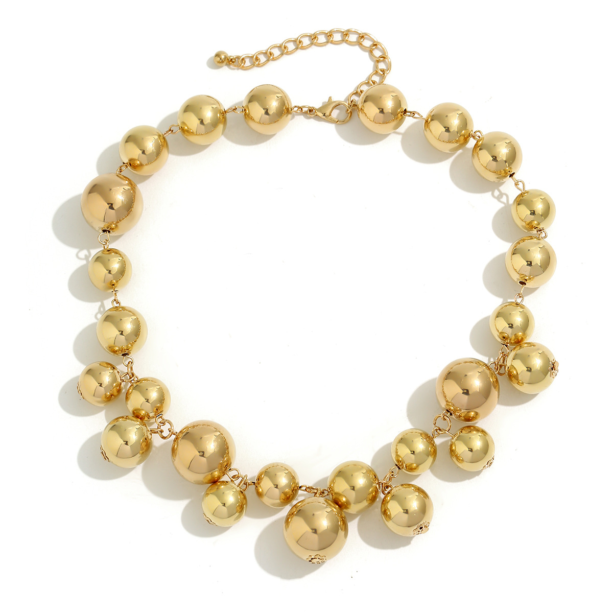 European and American cross-border jewelry, exaggerated large bead short neckband, women's choker punk style pearl imitation necklace Item Picture