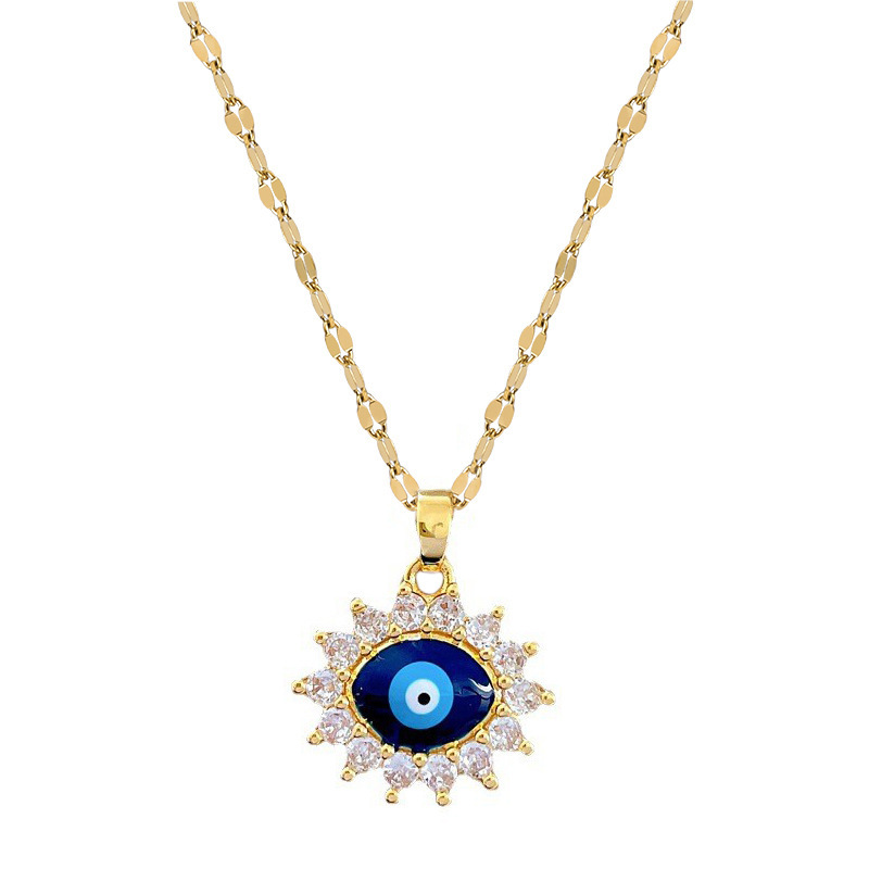 【 Titanium Steel 】 Oval eye Light Luxury Cross-border Banquet Wedding necklace, versatile collarbone chain for female Internet celebrities, titanium steel chain Item Picture
