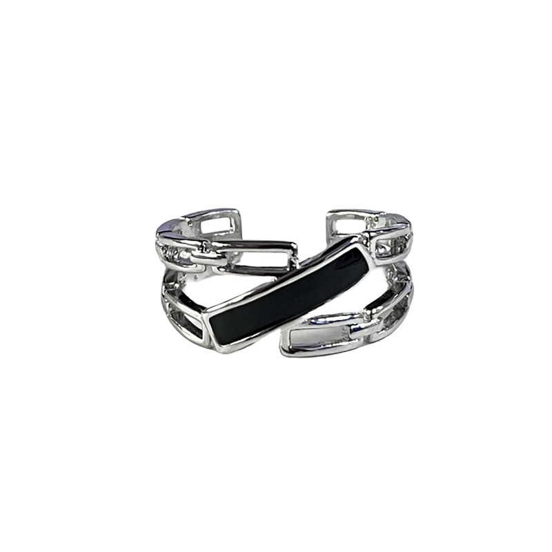 Dark geometric drip glaze irregular temperament high-end open ring, versatile for women, fashionable, individual and niche ring Item Picture