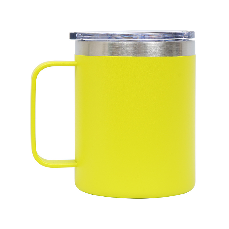 Wholesale of 12oz stainless steel mugs, vacuum insulated and cold insulated handle cups, office portable coffee cups for foreign trade Item Picture