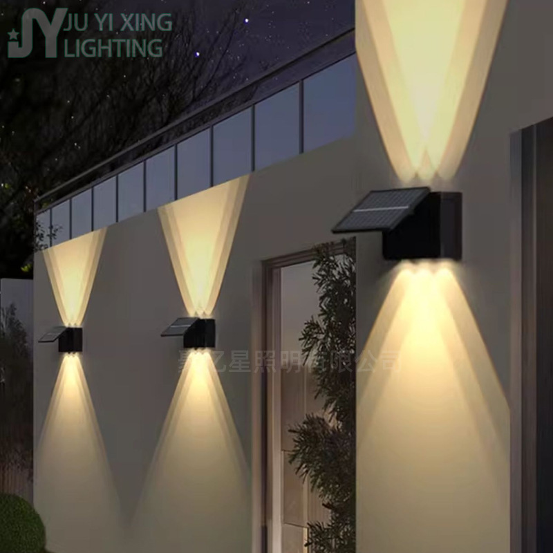 Solar wall-washing lights, outdoor waterproof wall lamps, 6LED courtyard lights, homestay fence, garden and villa decorative spotlights details Picture