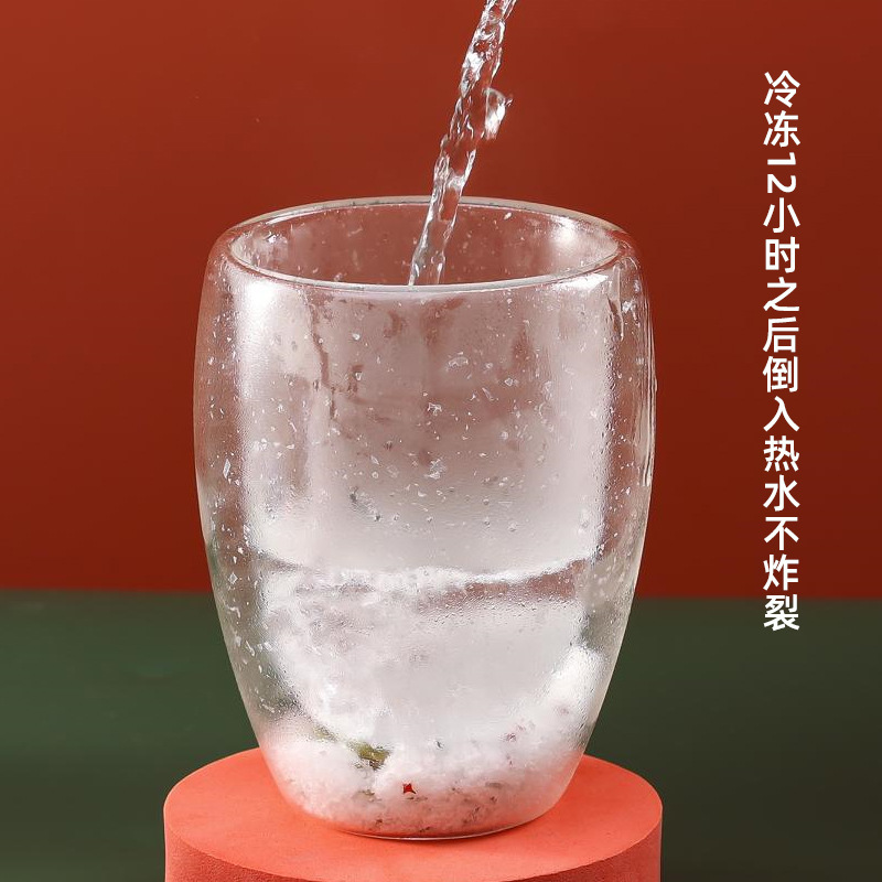 Popular Christmas cups, high borosilicate double-layer insulated creative and cute glass water cups, customized juice, milk and coffee cups details Picture