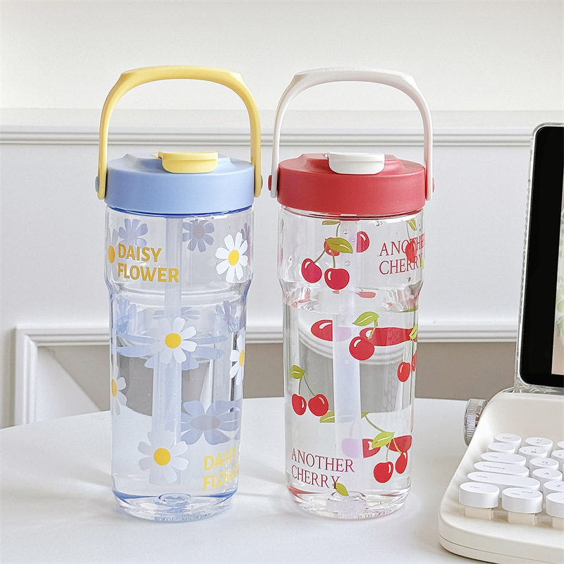 Cute car straw water cup for girls, high appearance level, large capacity, 2025 new model for students, adults, summer portable cup full figure