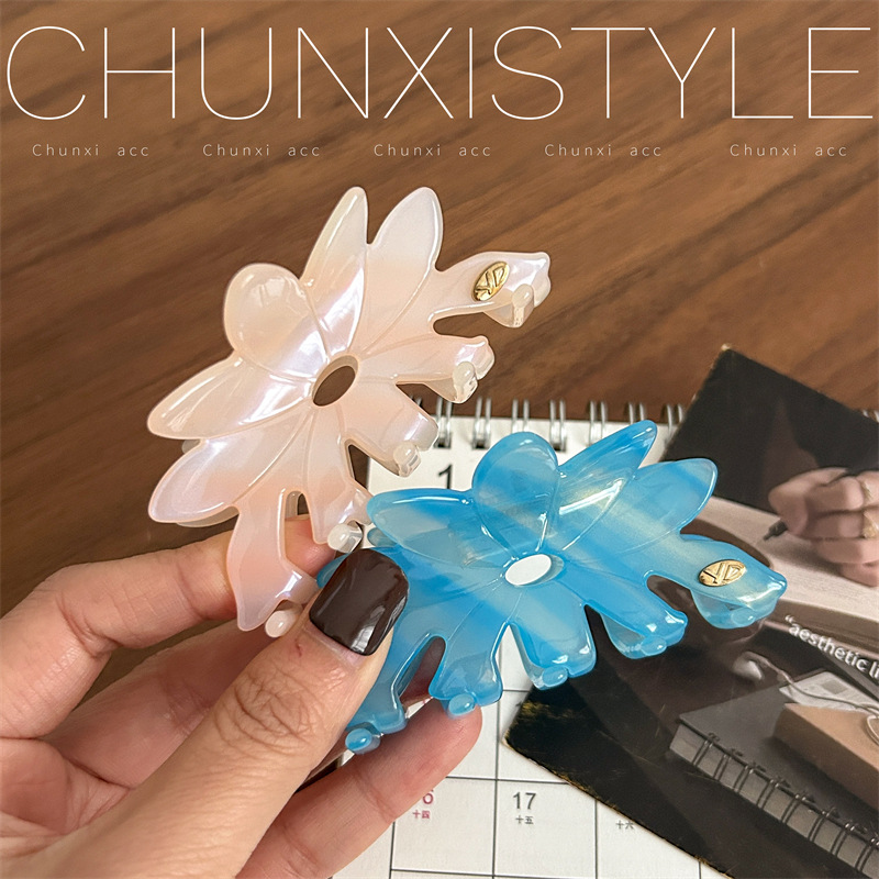 YD's new large acetate flower hair clip, Korean version, color back head updo, shark clip, fresh and cute, cross-border grabber Application Scenario
