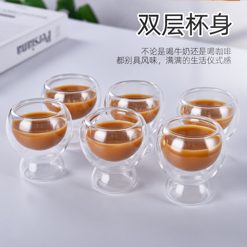 Simple and high-appearance-level borosilicate 80ml espresso double-layer coffee cup, Cappuccino European latte art coffee cup 80ml full figure