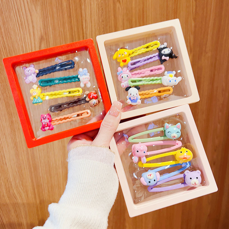 Photo frame storage box, Korean cute Morandi candy bean hair clip, children's cartoon hair clip, girls' bangs clip, side clip details Picture