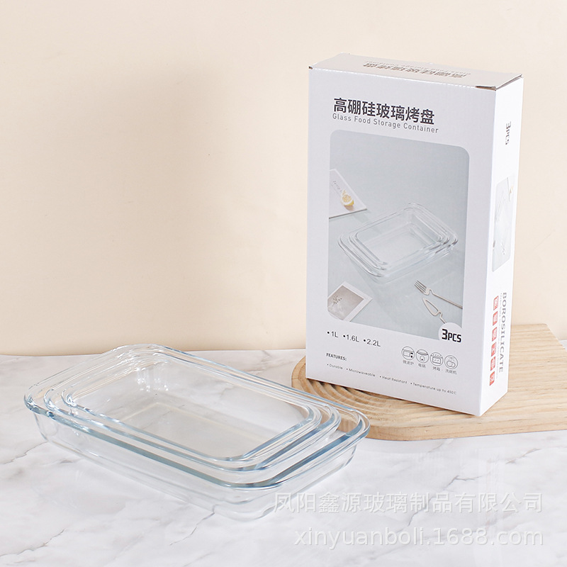 High borosilicate high-temperature resistant glass baking trays, thickened explosion-proof microwave oven and oven baking trays, large-capacity fish plates and vegetable plates wholesale Specification drawing