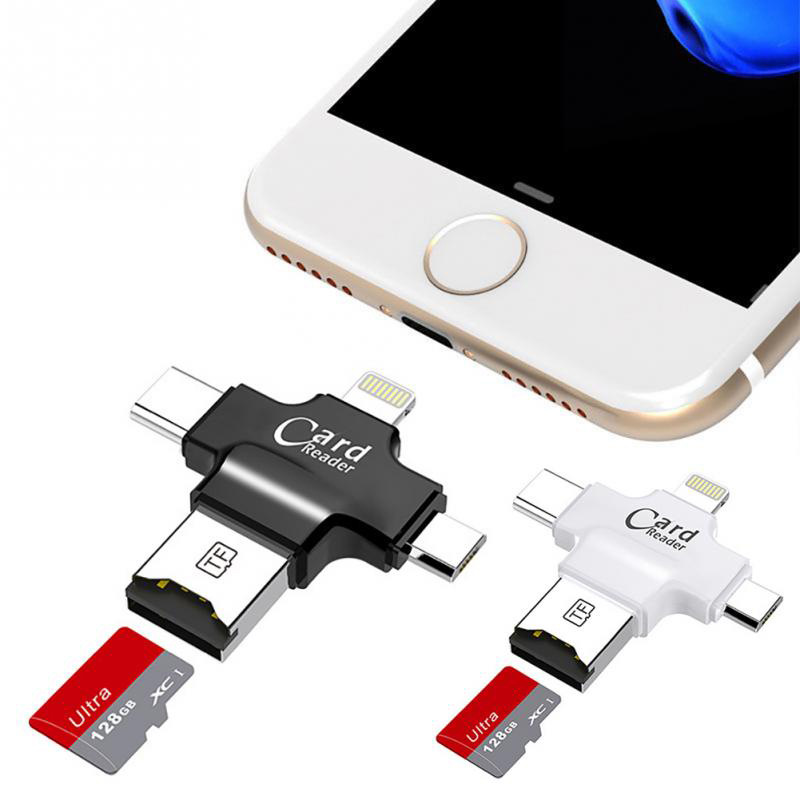 The multi-functional OTG card reader is compatible with the Apple iphone and Android Type-C four-in-one adapter converter details Picture