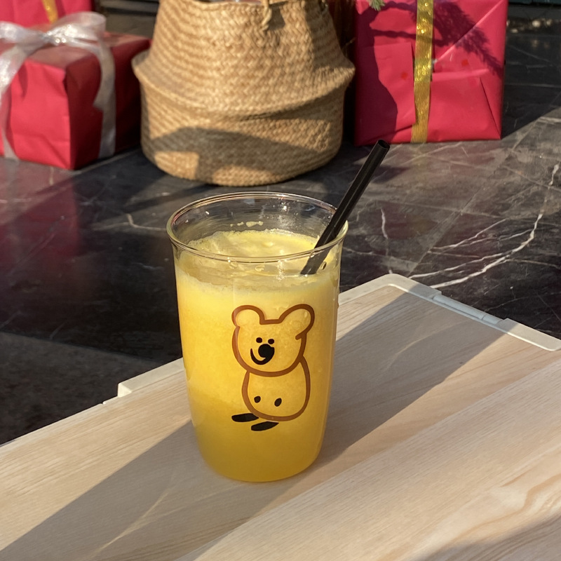 Korean Instagram cartoon koala bear glass cups, high-temperature resistant and simple milk cups, coffee cups, niche and creative gifts Specification drawing