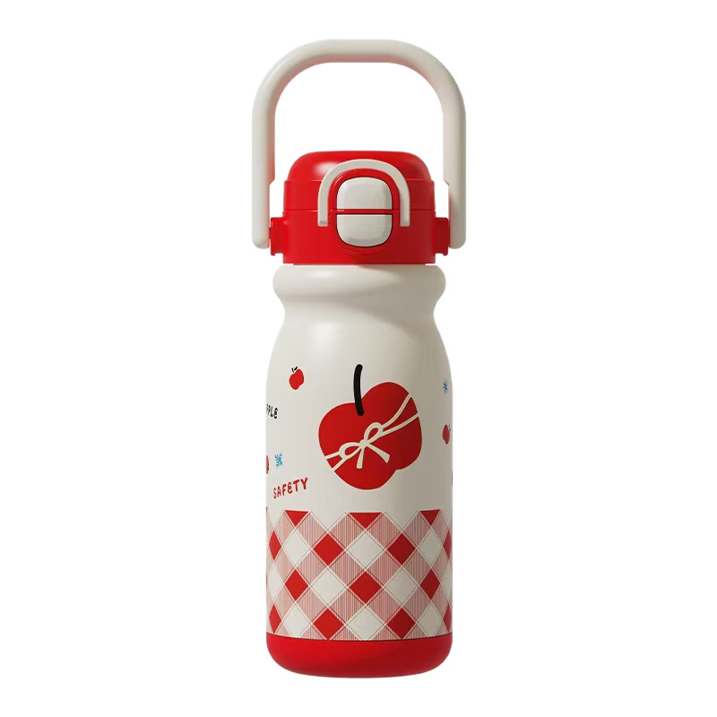 Cute student portable bouncy cup, high appearance level children's cartoon insulated cup, 316 stainless steel double drinking cup for women Item Picture