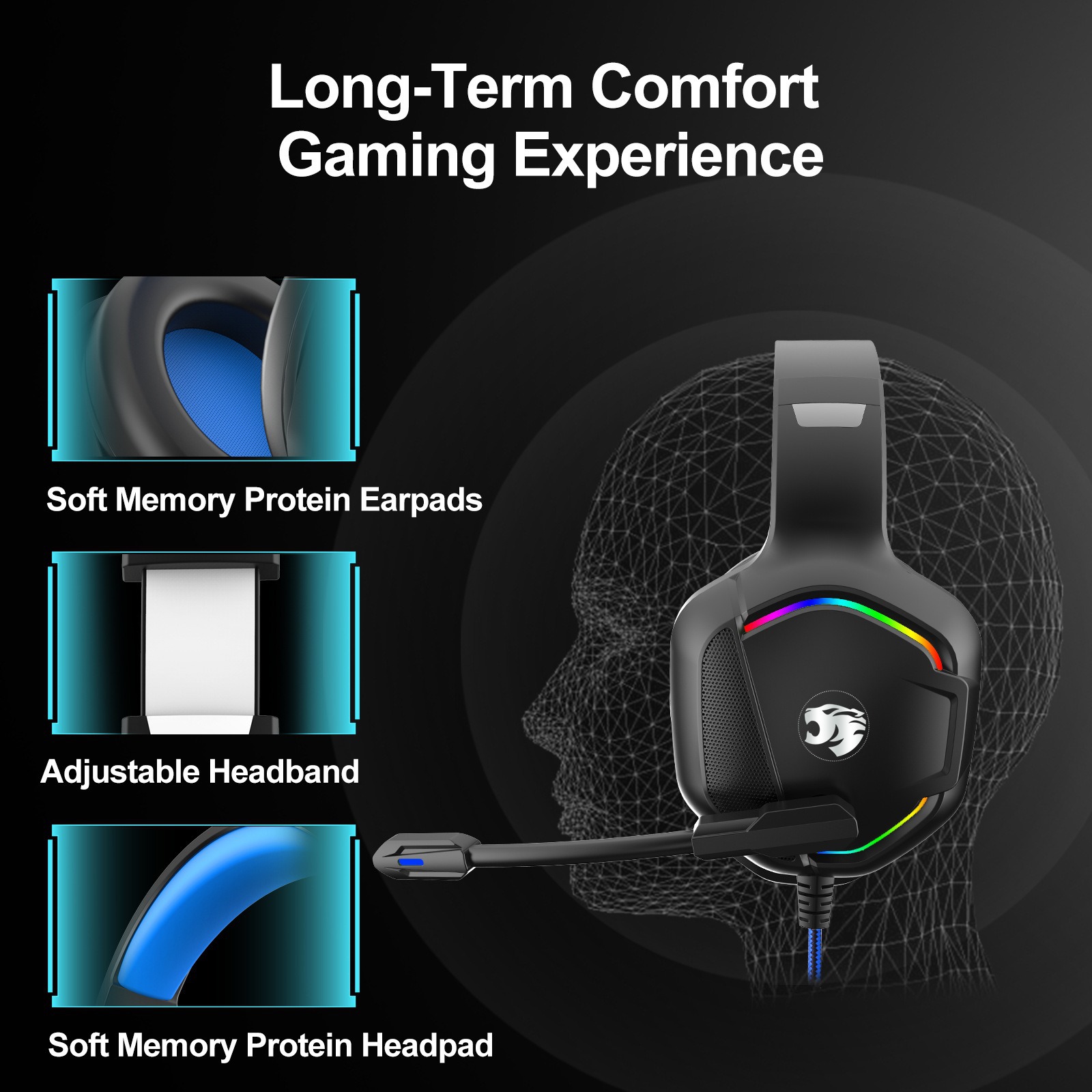 Cross-border exclusive headphones, gaming and e-sports headsets, wired headphones for laptops, factory wholesale Specification drawing