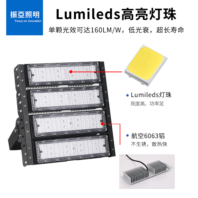 led module tunnel lights, outdoor waterproof high-pole stadium lights, 300W and 500W high-power engineering module floodlights details Picture