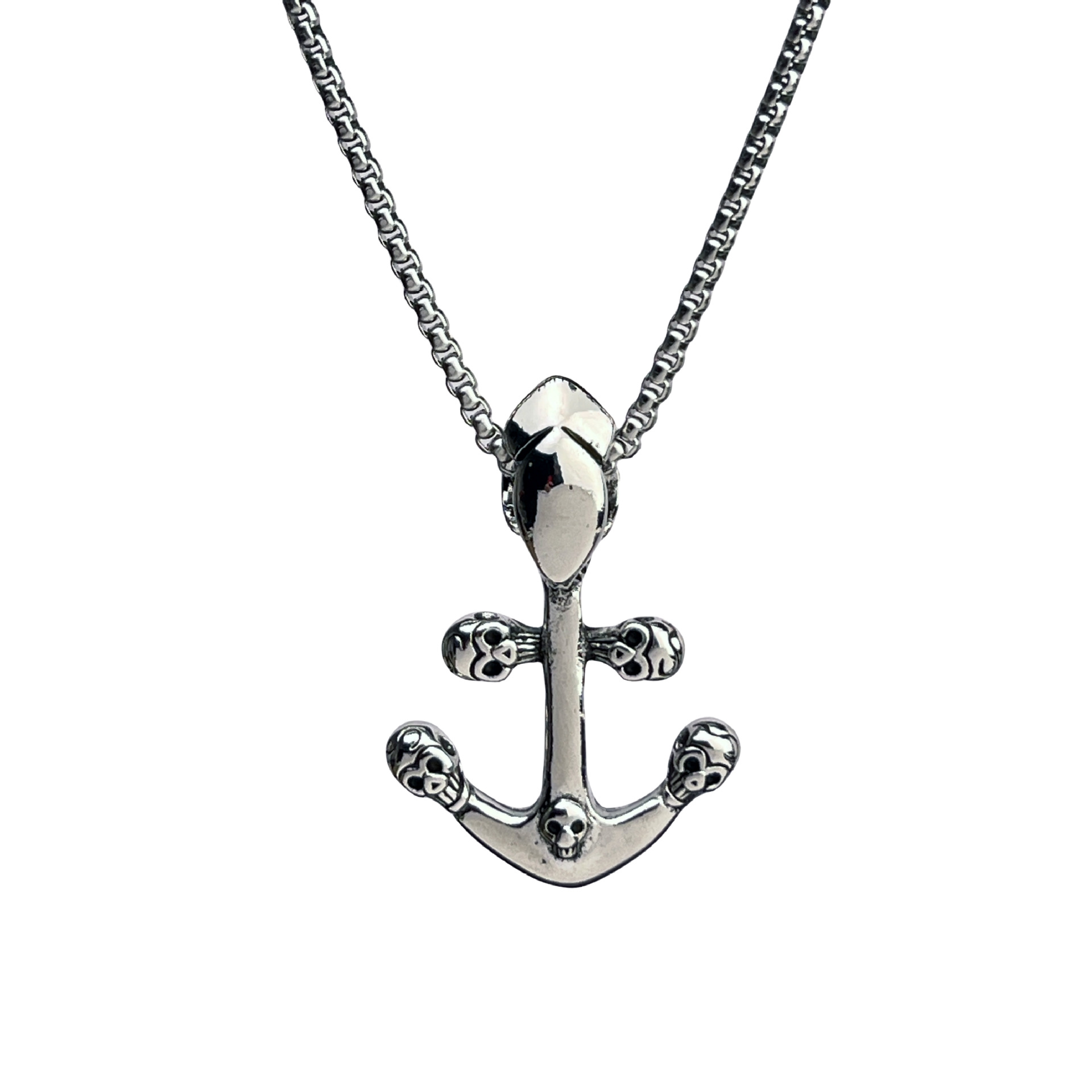 New European and American titanium steel skeleton ship anchor pendant, fashionable and individual retro hip-hop style skeleton hook pendant wholesale Item Picture