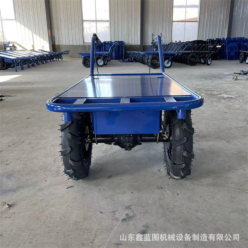 Supply two-wheeled hand-pushed 48V electric chicken carts and electric-assisted trolleys for manure climbing in livestock farms full figure