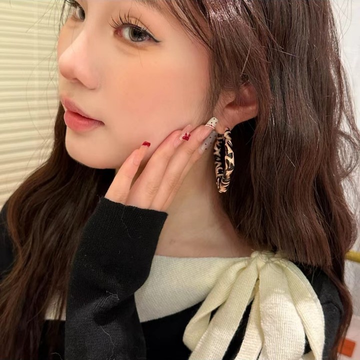 Retro leopard print square ear ring earrings, a new bestseller in 2025, with a high-end feel. Unique, niche and exaggerated earrings Application Scenario