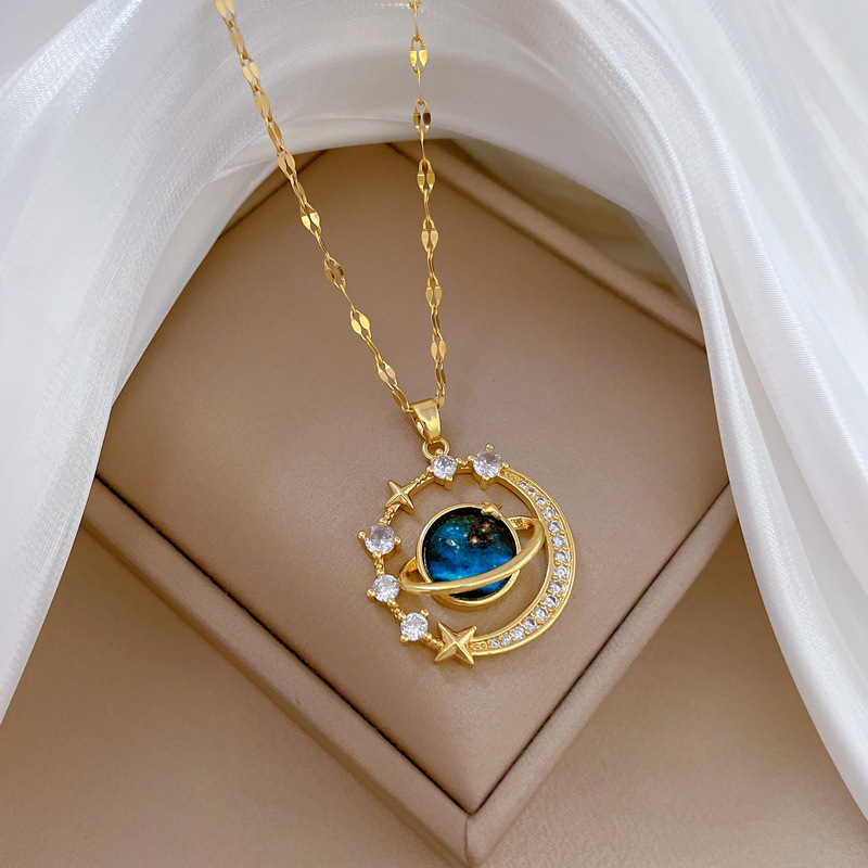 【 Titanium Steel 】 Starry Planet Light Luxury style, luxurious Full diamond necklace, versatile collarbone chain, titanium steel chain for women Application Scenario