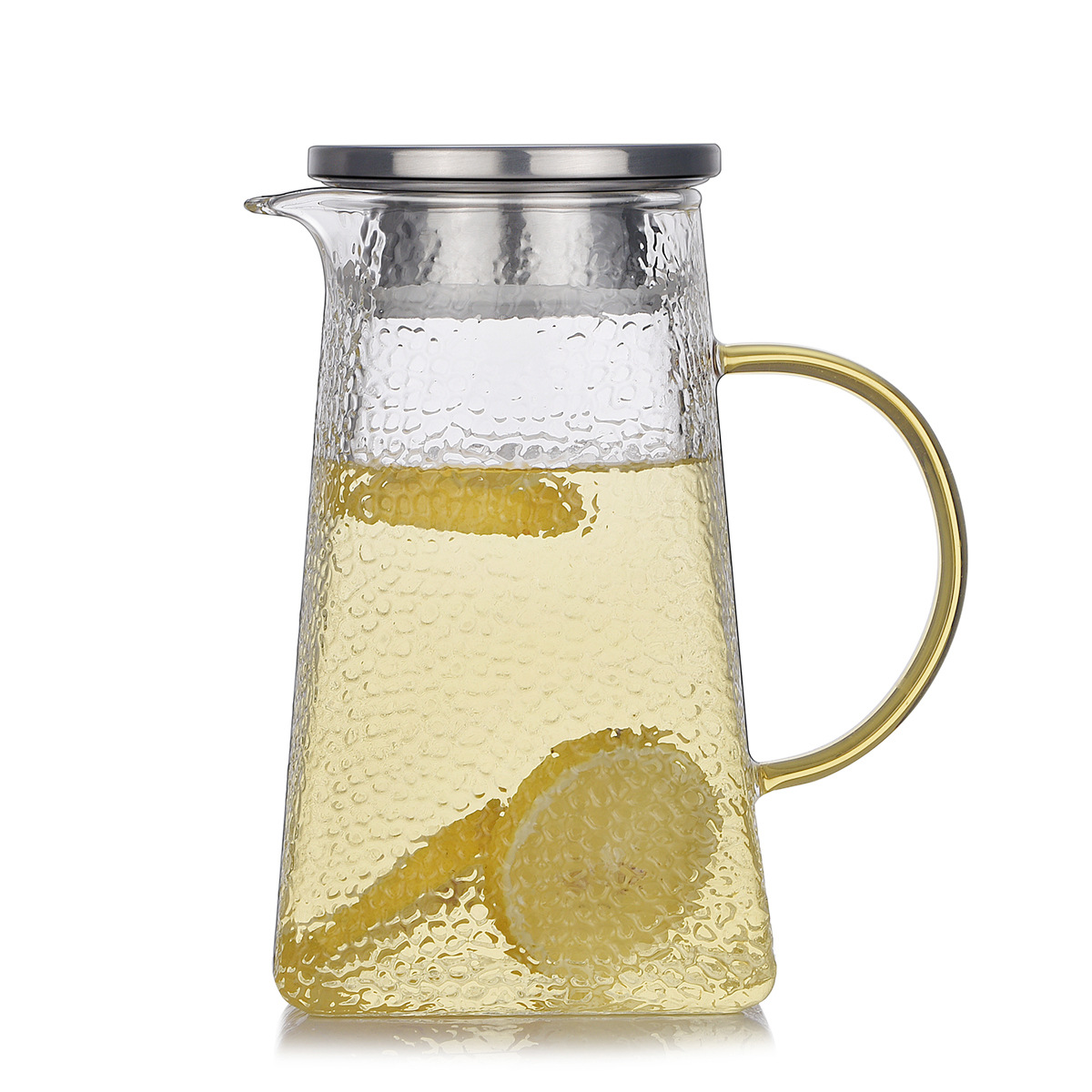 Square hammer pattern cooling water bottle, heat and cold water bottle set, high borosilicate glass pot, household juice pot, transparent tie pot Item Picture