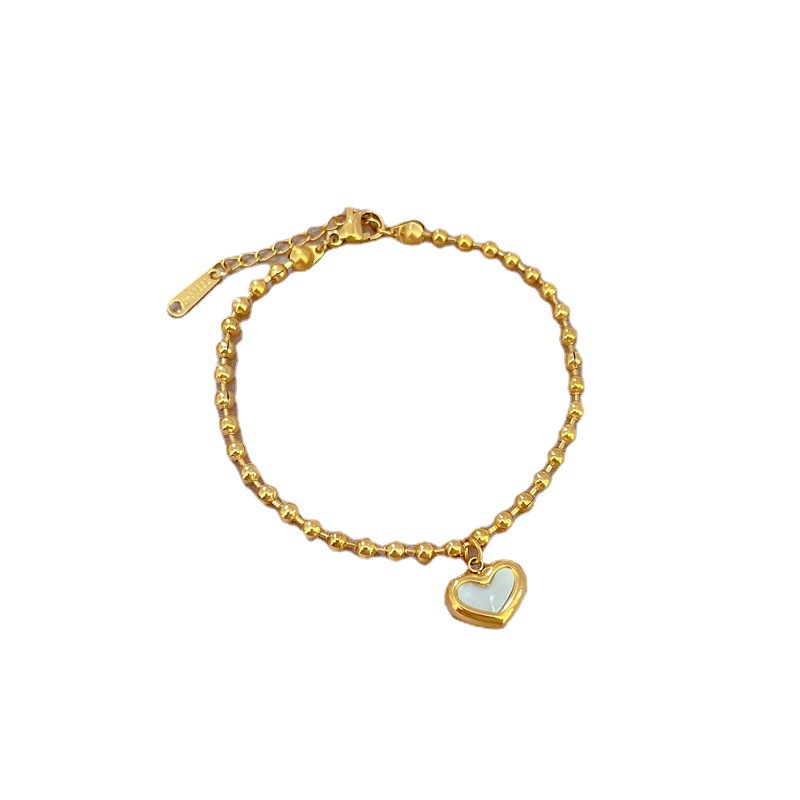 【 All-titanium Steel 】 Dongdaemun's unique and elegant forest-themed heart-shaped mother-of-pearl bracelet, a retro best friend of a female Internet celebrity Item Picture