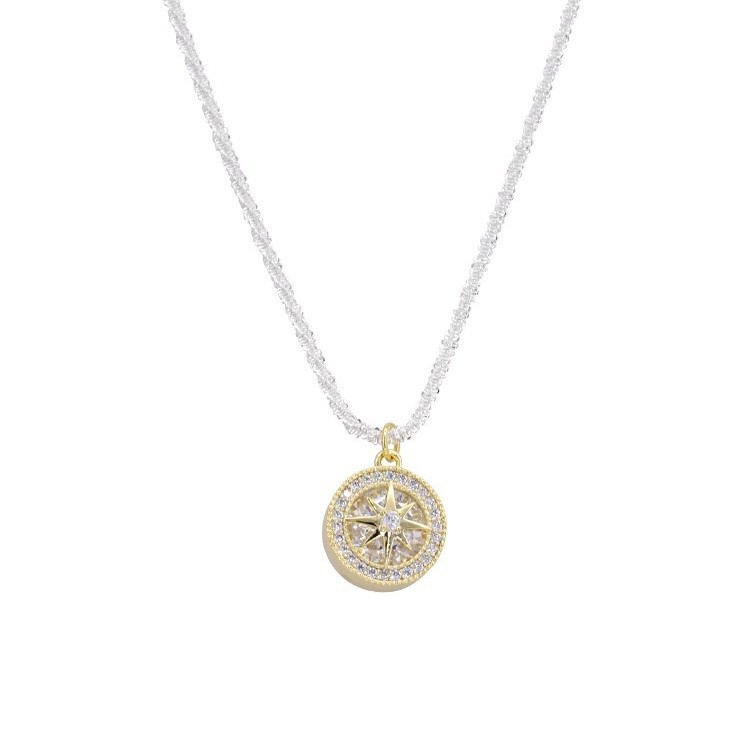 Korean-style micro-inlaid zircon octagonal necklace, a woman's personality, light luxury, versatile, fashionable and niche design collarbone chain Item Picture