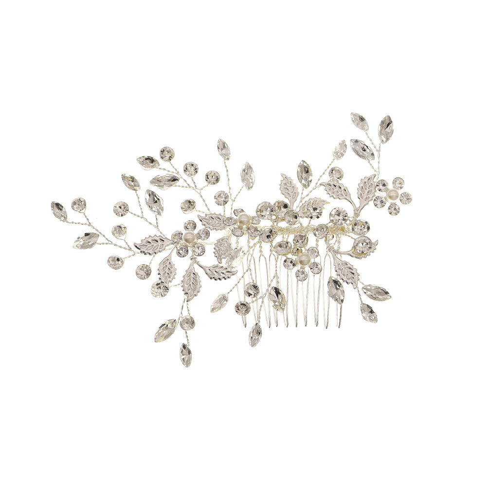 Bridal photo, wedding dress, accessories, handcrafted pearl and rhinestone hair combs, elegant updo headwear, evening toasting dress accessories Item Picture