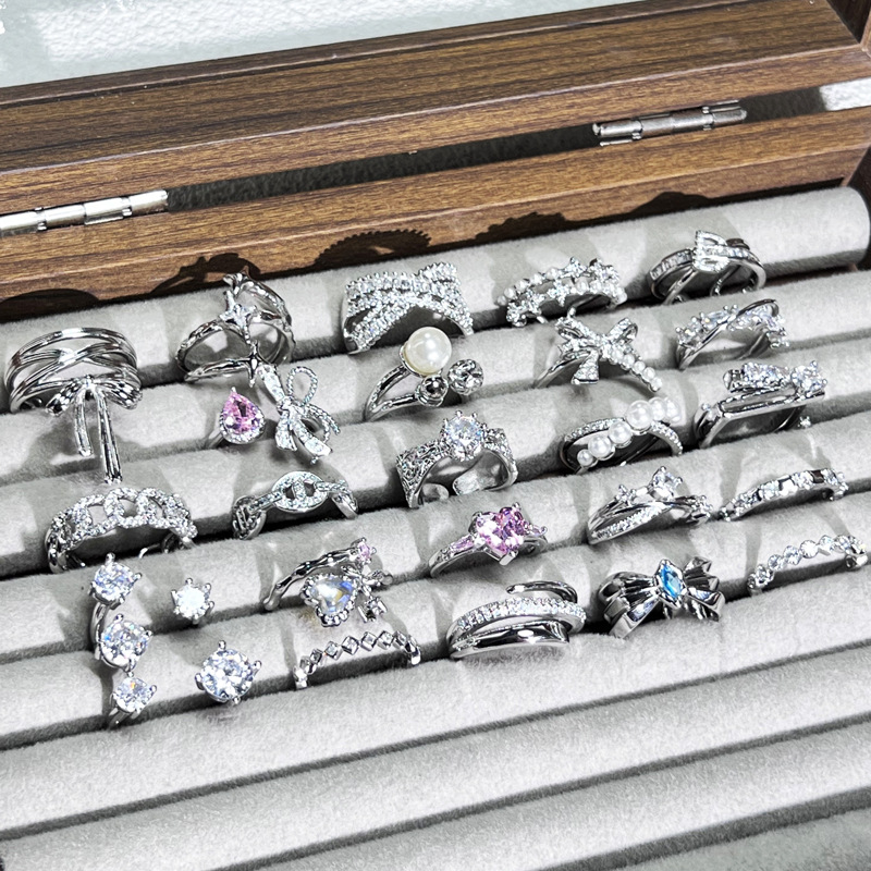 Korean-style geometric micro-set elegant open ring for women, delicate butterfly, light luxury and high-end feel, versatile daily best friend ring full figure