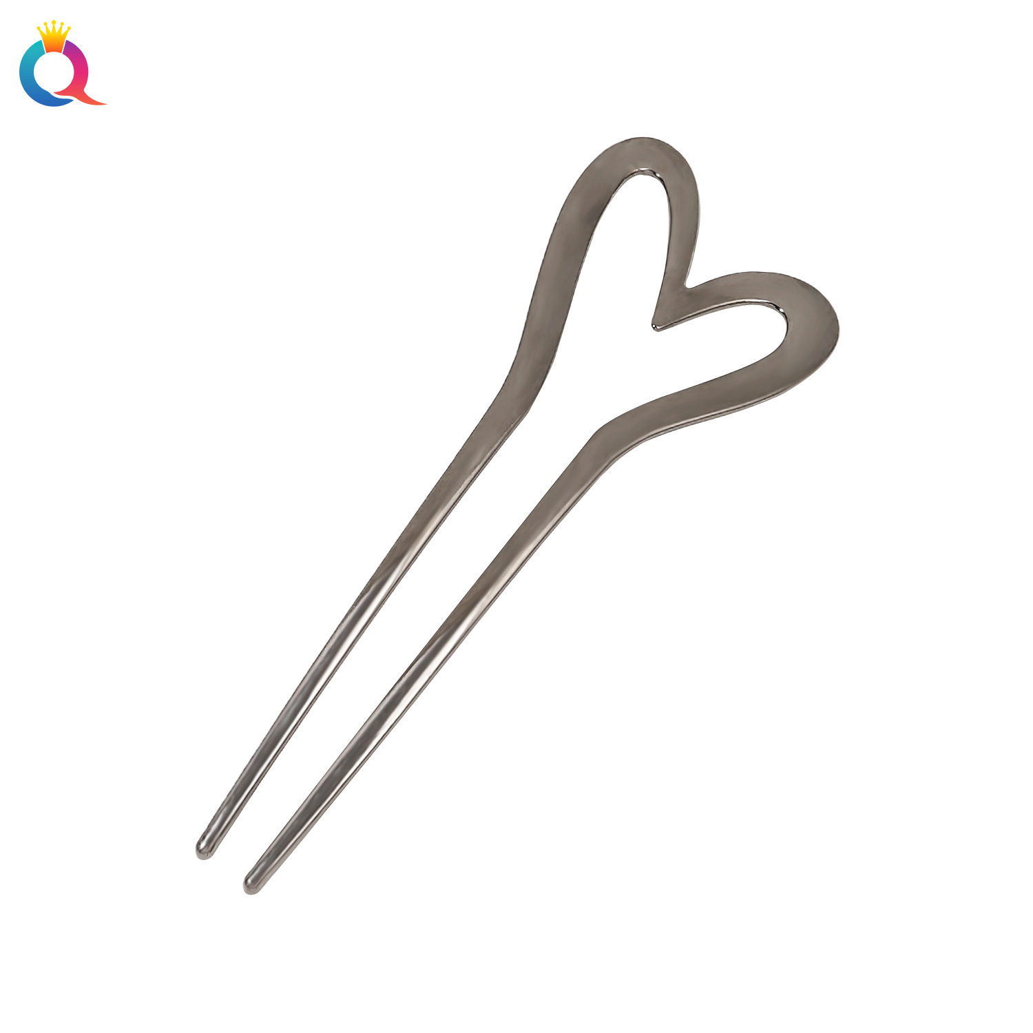 Qiyue Heart-shaped U-shaped ancient-style hairpins, high-end metal coiled hairpins, simple Hanfu hairpins and hair accessories wholesale Item Picture