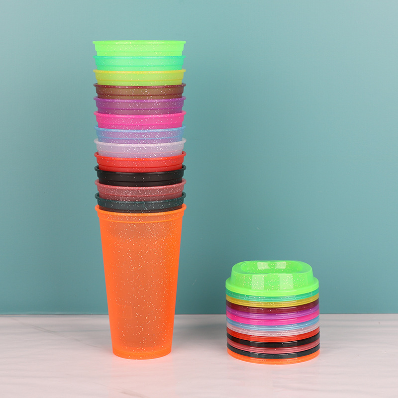 【 Processing and Customization 】 PP matte glitter coffee cup, high appearance level, 16oz office drinking cup wholesale details Picture