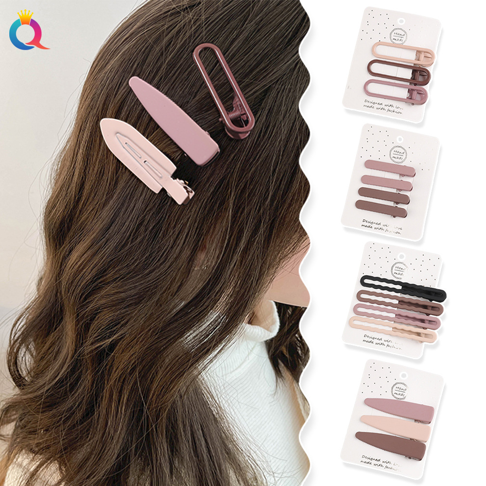 Qiyue Cross-border coffee-colored duckbill clips, simple bangs clips, high-end hair clips, women's hair accessories, and head accessories wholesale Specification drawing